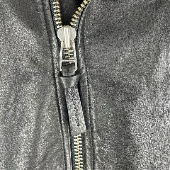 Mackage Manus Lamb Leather Jacket Detachable Hood Black Blue Size 36/ S - Picture 5 of 16